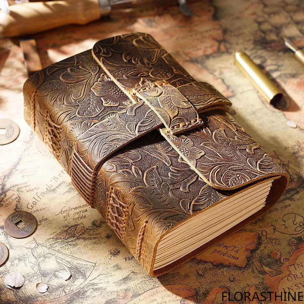 Vintage Leather Journal Notebook - Handgefertigtes Notizbuch mit Papiereinband, Vintage-Rindsleder-Einband, Lederbuch