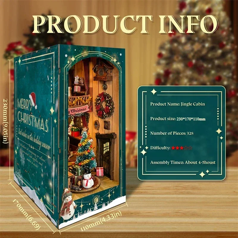 Frohe Weihnachten DIY Holz-Büc – Diy Wooden Book Nook Kit Shelf Insert Bewertung und Preis