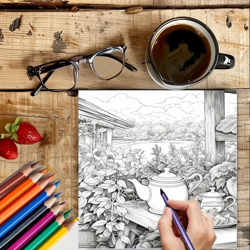 Malbuch „Tea In The Gardens“ f – Adult Coloring Book Stress Relief Bewertung und Preis